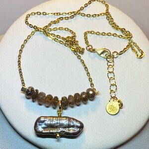 Cathrine Page Smokey Quartz Baroque Pearl Necklace